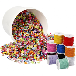 Das Bild von Perlen-Schmuckband-Set, 3.000g Perlen, 10x25m elastisches Schmuckband