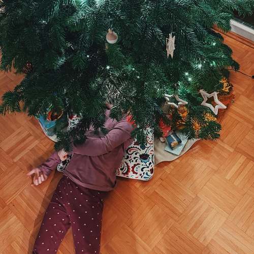 Und dann muss man ja auch noch Zeit haben rumzuliegen und von unten in den Tannenbaum zu schauen. Oder? 🥰