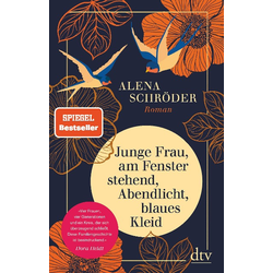 A placeholder image for for Junge Frau, am Fenster stehend, Abendlicht, blaues Kleid – Alena Schröder 